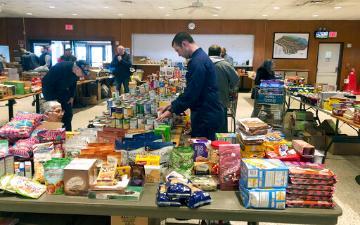 Coast Guard food bank during pandemic in Groton, CT