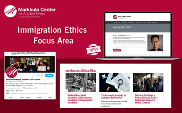 promotional graphic for Immigration Ethics Focus Area website, blog and twitter feed