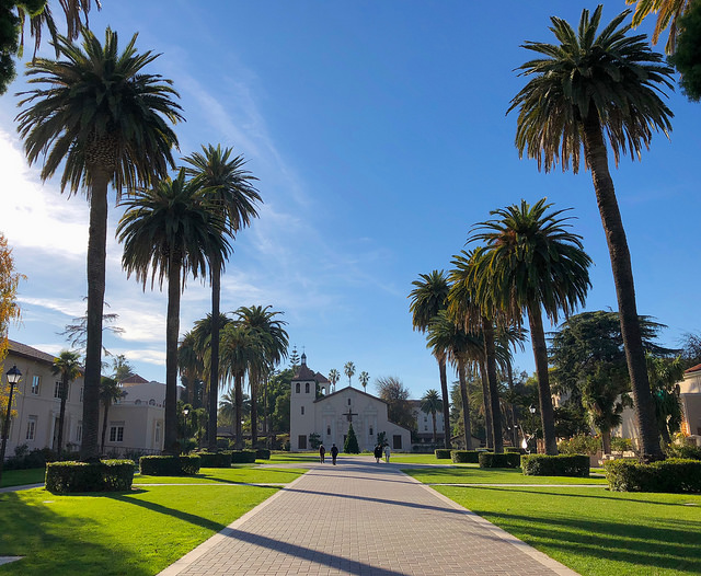 Santa Clara Mission and palm trees