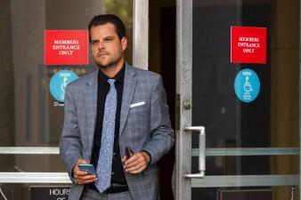 House Judiciary Committee member Rep.Matt Gaetz, R-Fla., leaves the Rayburn House Office Building after the committee's closed-door meeting with Geoffrey Berman, former federal prosecutor for the Southern District of New York on Capitol Hill Thursday, July 9, 2020, in Washington.