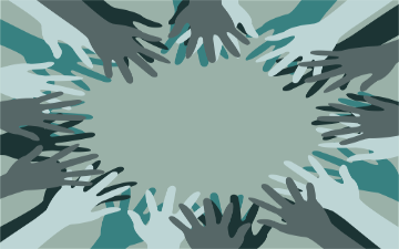 a group of hands forming a circle