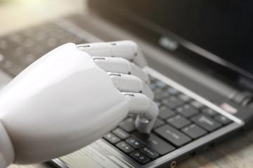 robot hand typing