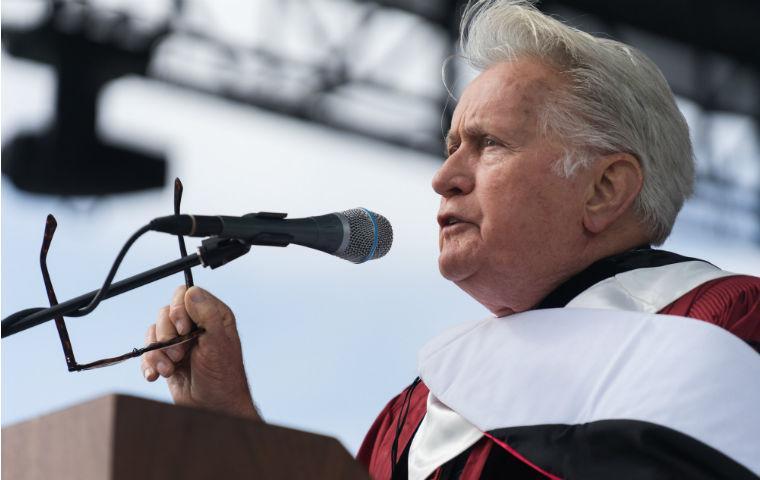 Martin Sheen speaking at 2019 commencement