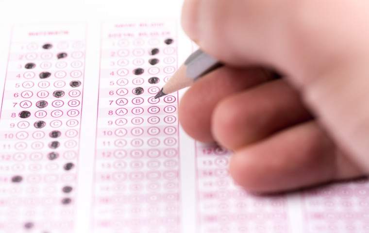 Stock image of test answer sheet