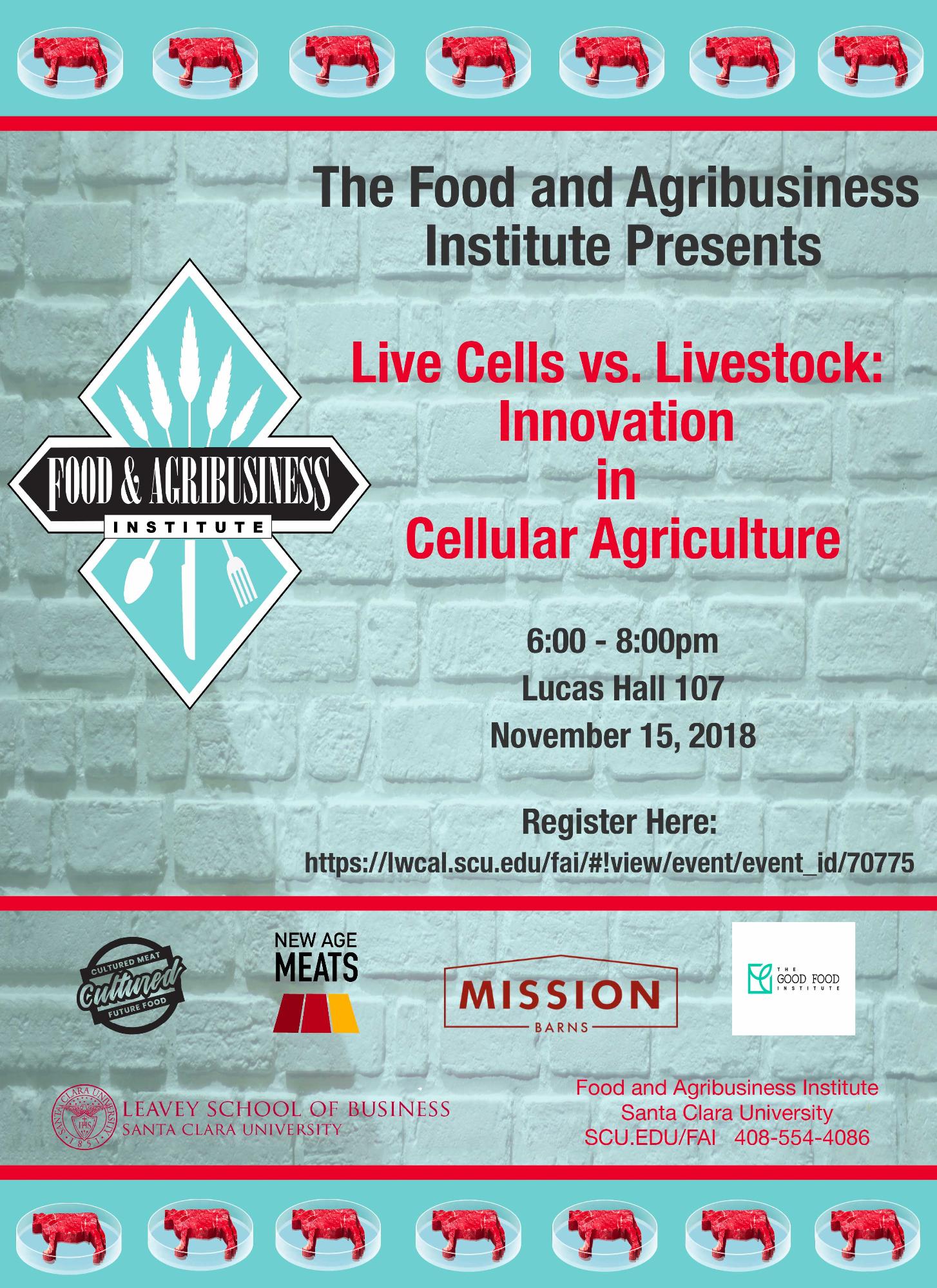 Cellular meat vs. livestock event flyer
