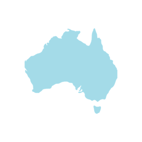 Decorative; outline of Australia in solid blue, link to Australian Catholic University website 