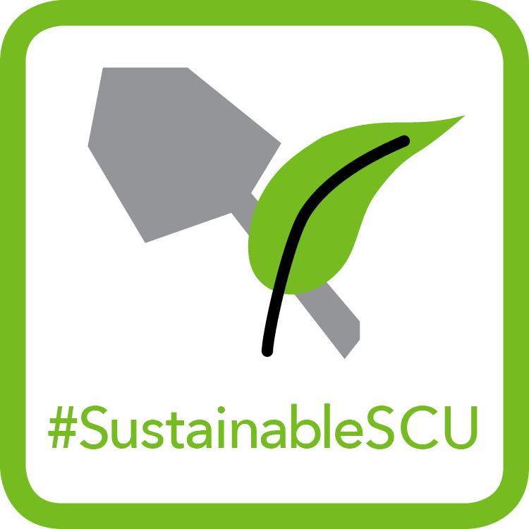 Light Green Landscaping Badge - Hand Shovel & Leaf Icon #SustainableSCU