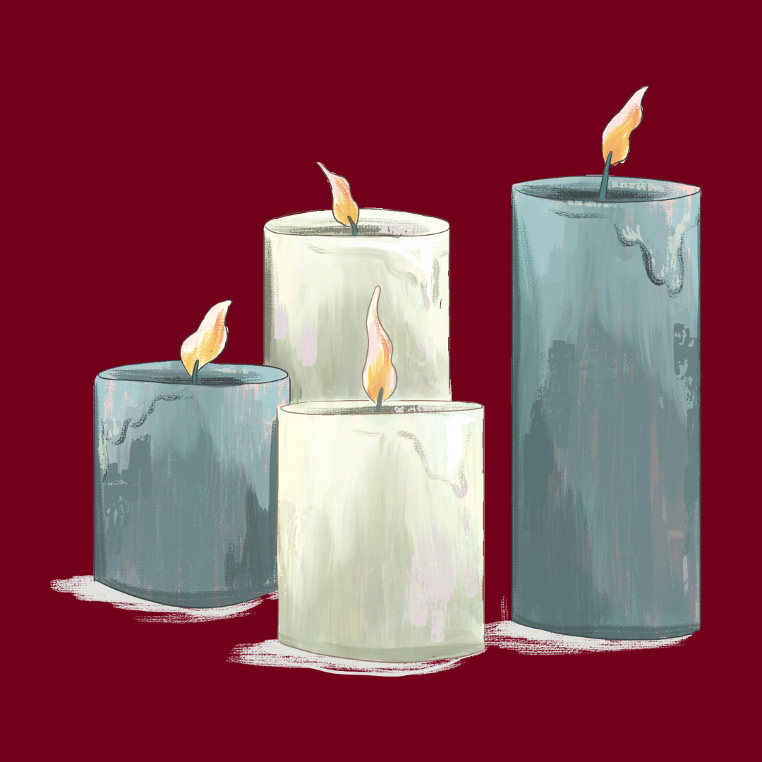 Four lit candles 
