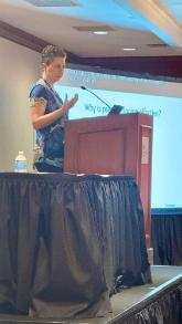 Michelle Rivers presenting at the Psychonomic Society Annual Meeting in November 2024