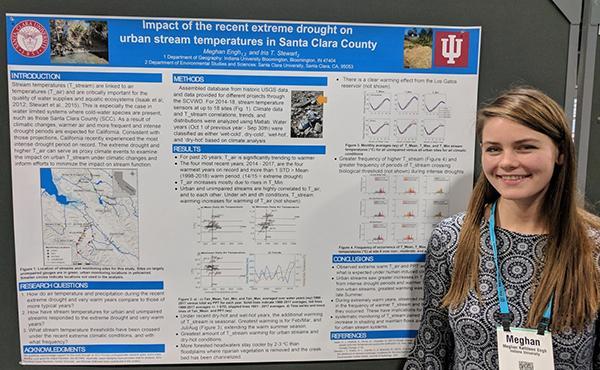 Meghan Engh presents her work at the AGU conference
