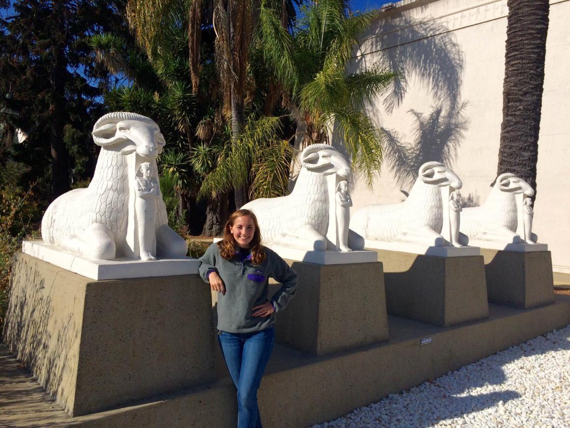 Emily Stewart outside the Rosicrucian Egyptian Museum in San Jose where she interned over this past summer.