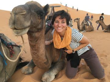 Laura and a friend in the Sahara desert