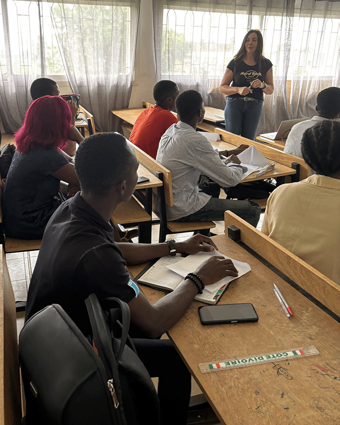 Jimia Boutouba in the Ivory Coast classroom