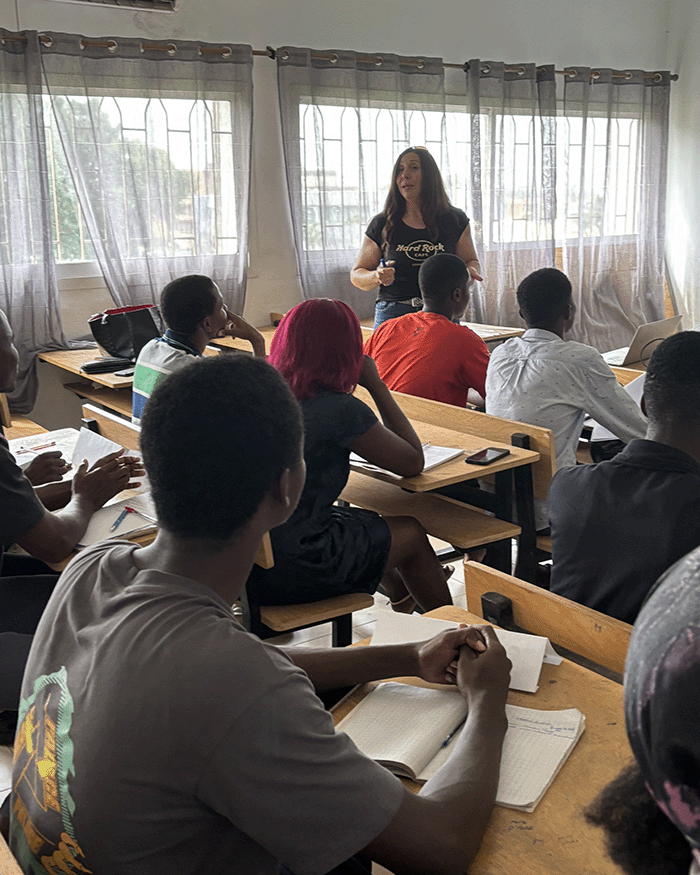 Jimia Boutouba in the Ivory Coast classroom