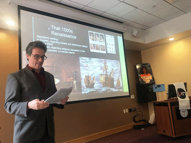 Alberto Ribas-Casasayas presented at the first Brown Bag Humanities and SCU tUrn project on Climate Crisis Awareness and Action
