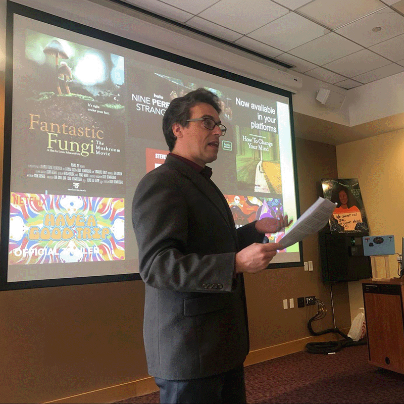 Alberto Ribas-Casasayas presented at the first Brown Bag Humanities and SCU tUrn project on Climate Crisis Awareness and Action