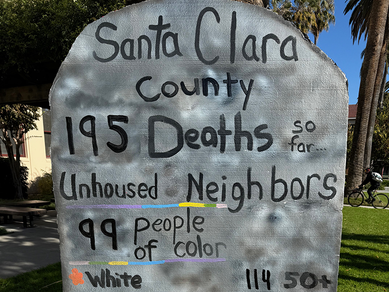 Tombstone of homeless deaths in Santa Clara County
