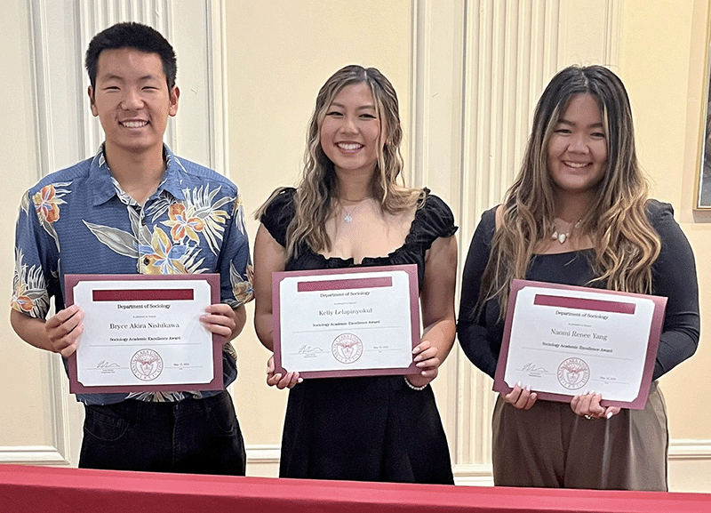 2024 Academic Excellence Award winners - Bryce Nishikawa, Kelly Lelapinyokul, and Naomi Yang