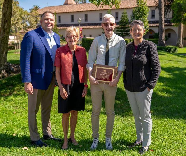 Brutocao Teaching Award 2023 recipient Brian Thorstenson with SCU President and Provosts image link to story