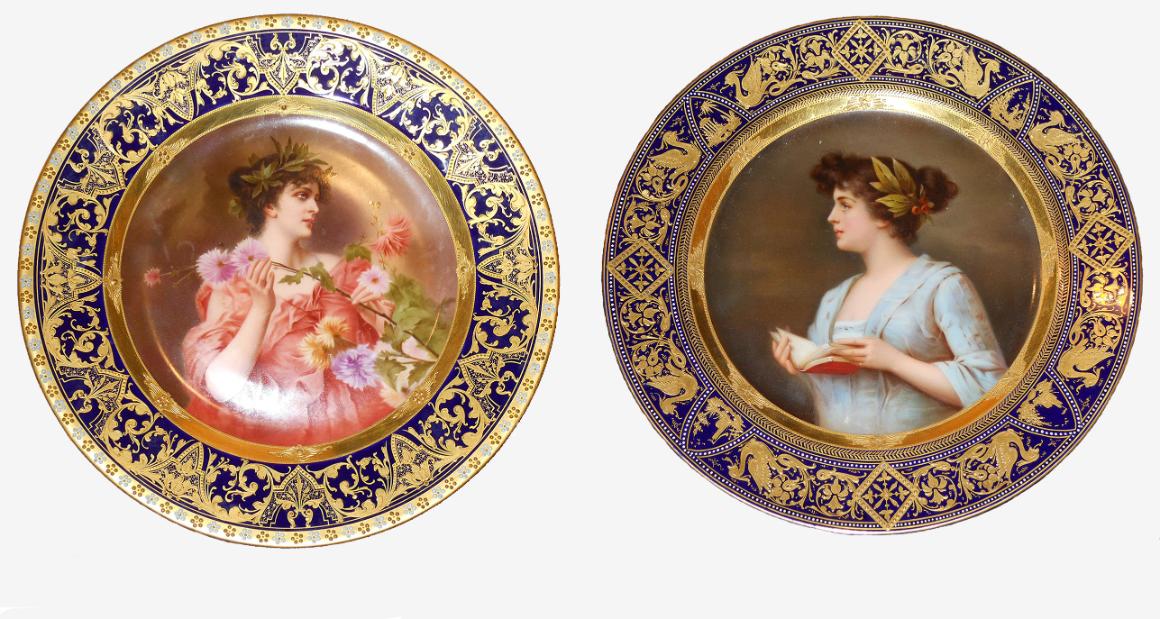 Porcelain plates from the late 18th and early 19th century given by E.V. D'Berger.