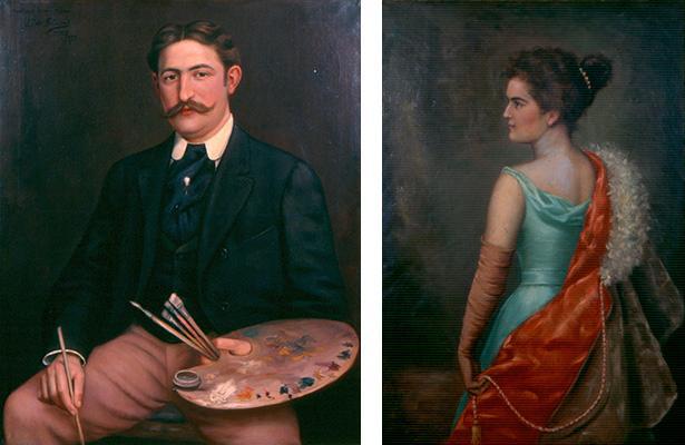 Painted portraits of Ernest de Saisset and Isabel de Saisset
