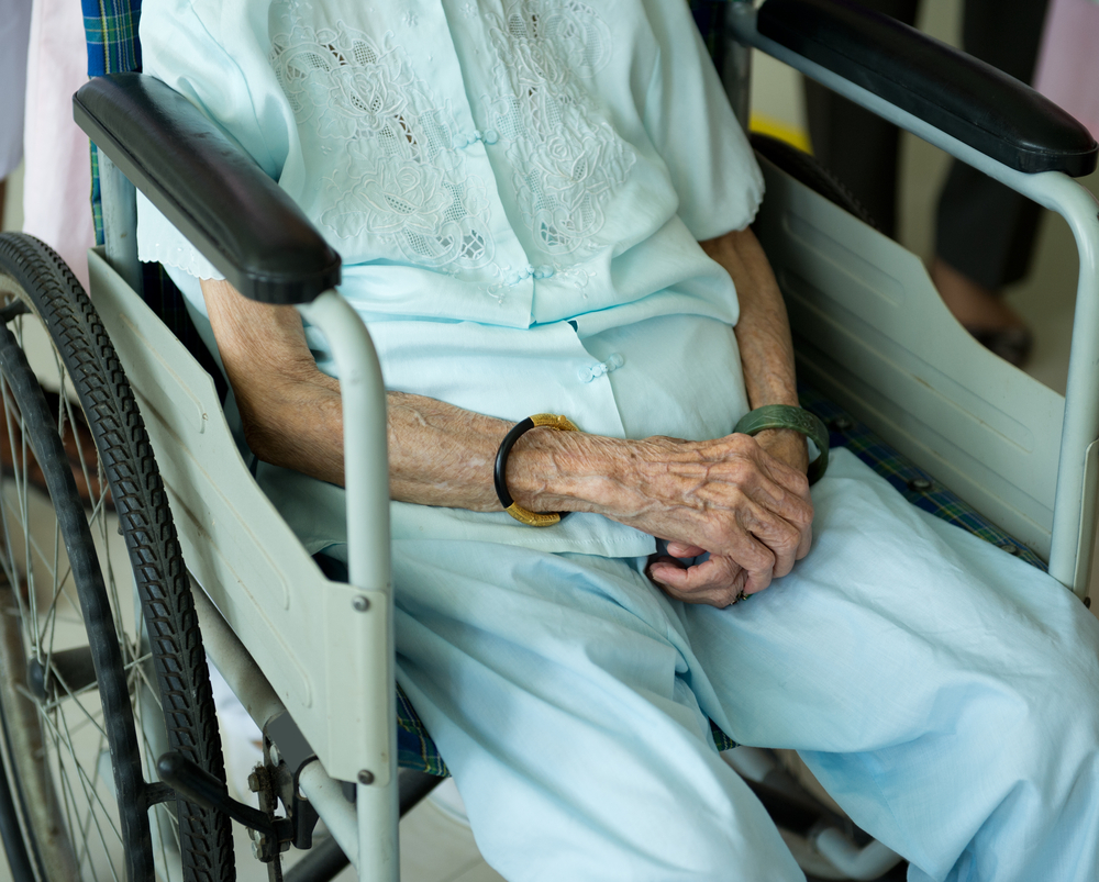 Elderly patient in a wheelchair