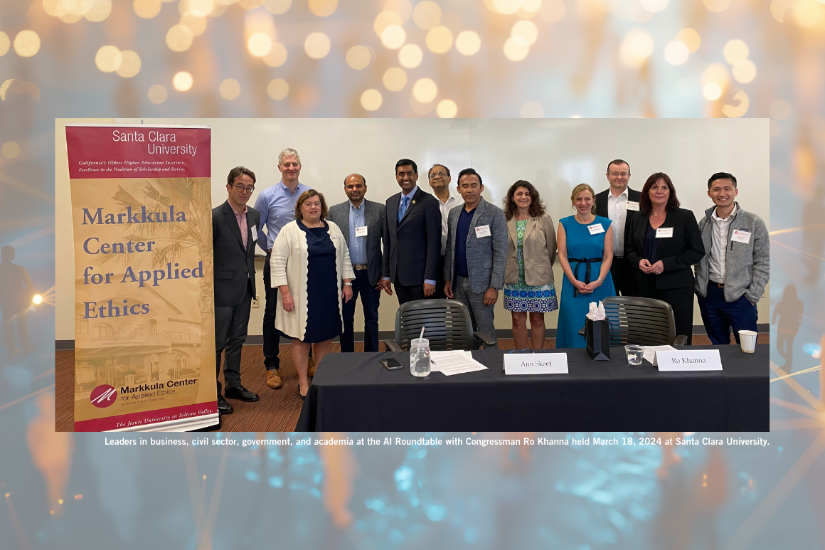 Leaders in business, civil sector, government, and academia at the AI Roundtable with Congressman Ro Khanna held March 18, 2024 at the Markkula Center for Applied Ethics at Santa Clara University.