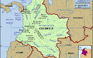 A map of Columbia. 