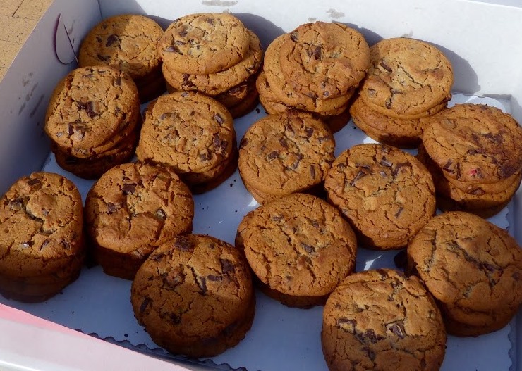 Assorted cookies in a container.