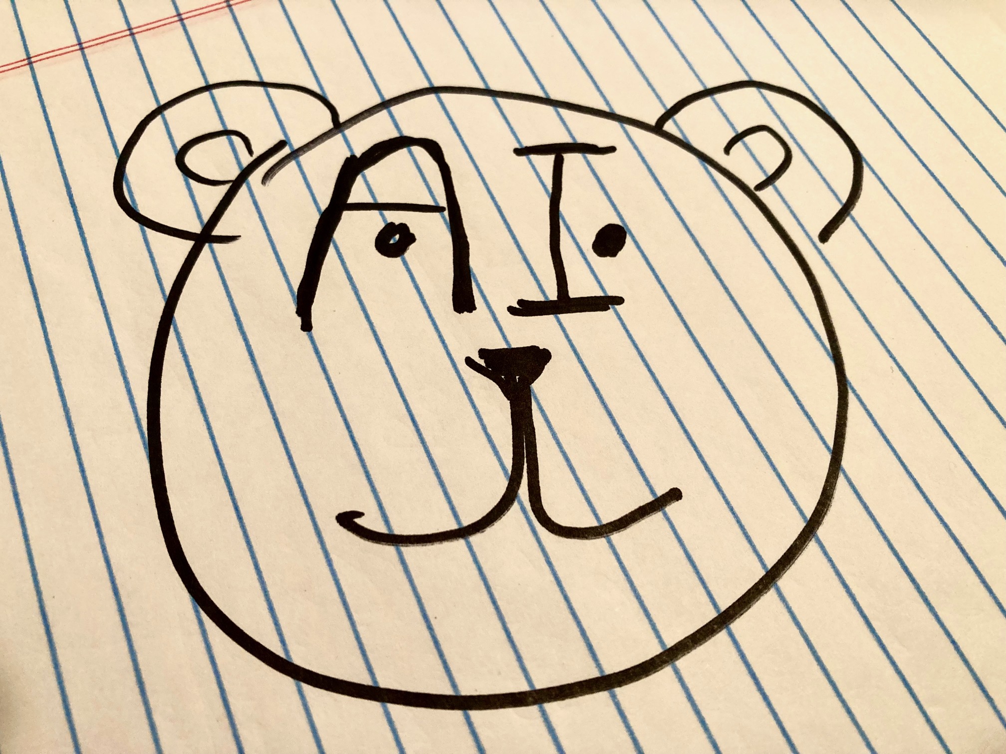 drawing of teddy bear with letters