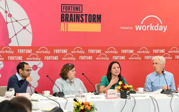 Experts from Santa Clara University, Indeed, and Workday in discussion during Fortune's Brainstorm AI conference in 2024. Image provided by Fortune Brainstorm AI and used with permission.