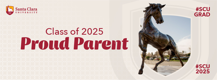 Class of 2025 Proud Parent with the Bronco statue.