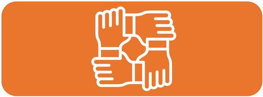 graphic of four hands holding together solidarity 