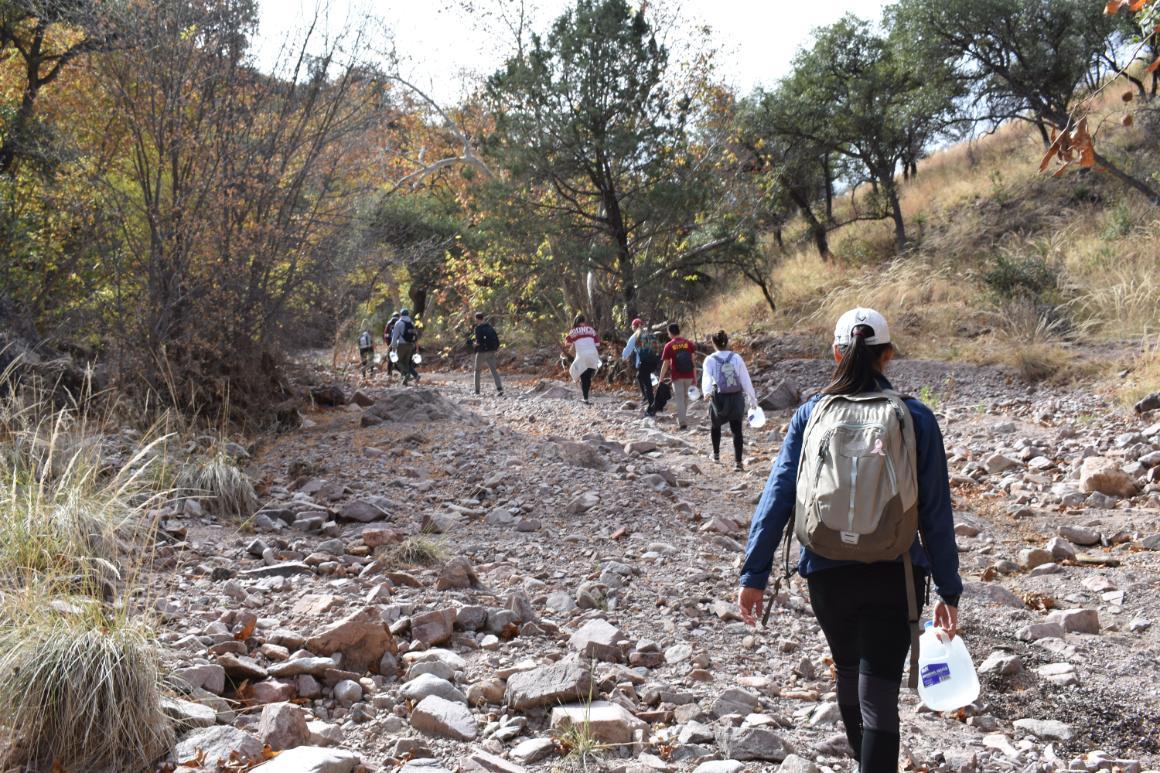 US-Mexico Border - SCU Students on desert walk 