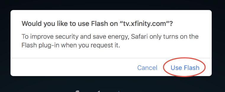 XFINITY on Campus fix for Flash on Mac screenshot