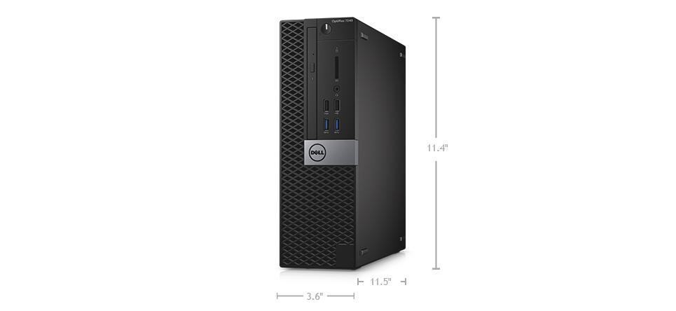 Alt text: Dell OptiPlex 7040 SFF desktop PC dimensions diagram.