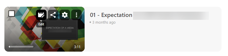 hover over the desired video and select Edit icon