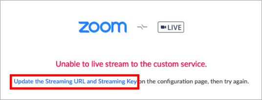 Unable to stream to the custom live streaming service