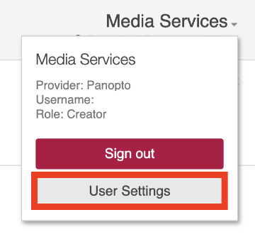 Find user settings in Panopto