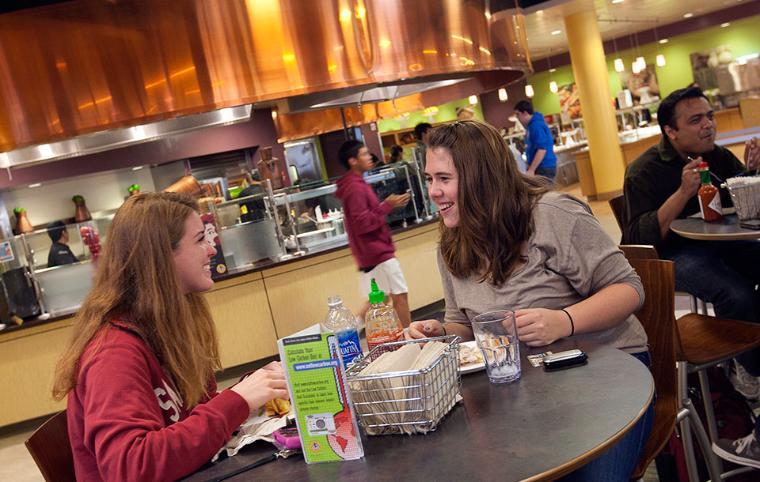 Students eating in the Benson Center