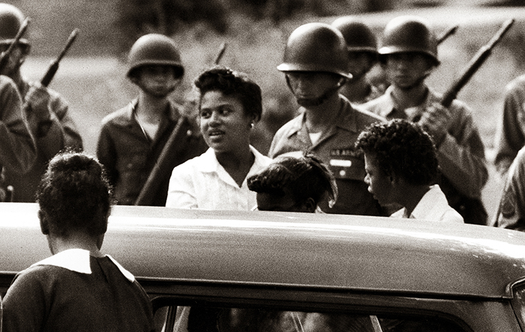Minnijean Brown, 15 years old, and other members of the Little Rock Nine on the morning of Sept. 25, 1957 image link to story