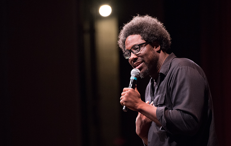 W. Kamau Bell performing at Mayer Theatre image link to story