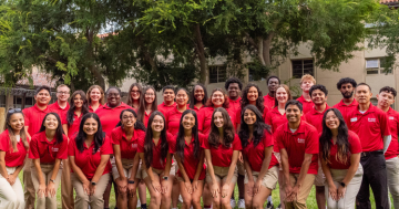 orientation leaders pose for a group photo 