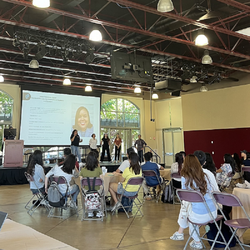 Decorative; students watching a presentation