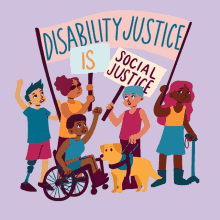 a group of people protesting for the disability rights
