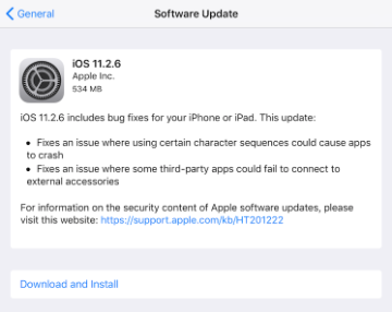 iOS Software Update Dialog Box