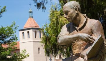 Saint Ignatius statue on the SCU campus
