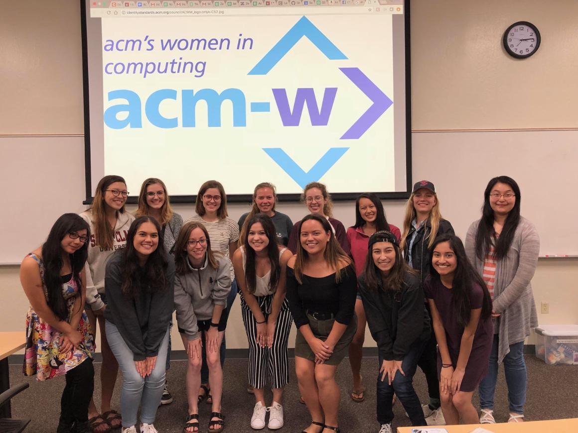 ACM-W members join together for their annual Day of the Tech Girl meeting to educate members about minorities in technology and share experiences from the Grace Hopper Celebration.