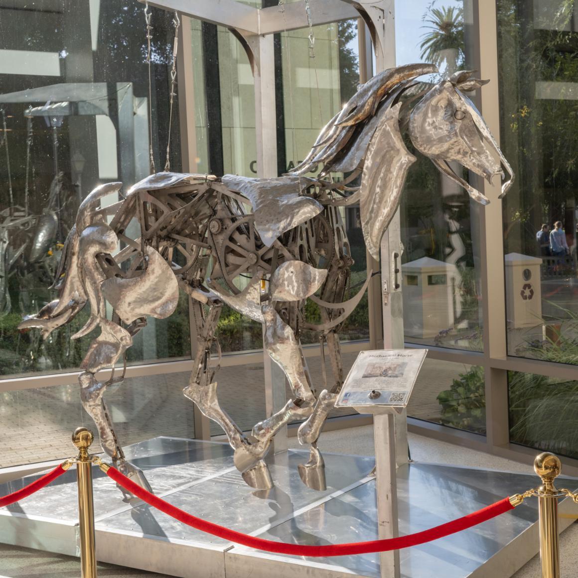 A photo of the Mechanical Horse Displayed in the SCU STEM building